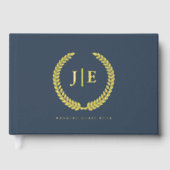 Chic Elegant Wreath Monogram Wedding Gastenboek (Voorkant)