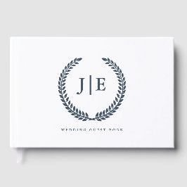 Chic Elegant Wreath Monogram Wedding Gastenboek