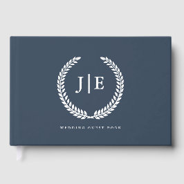 Chic Elegant Wreath Monogram Wedding Gastenboek