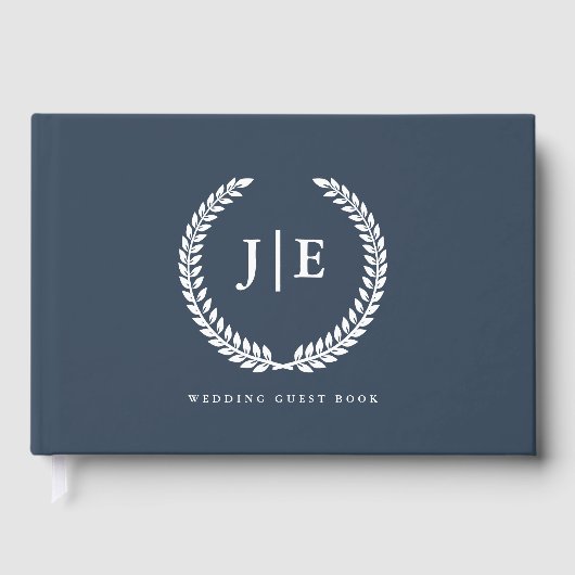 Chic Elegant Wreath Monogram Wedding Gastenboek (Voorkant)