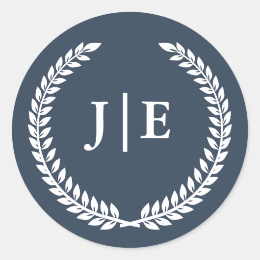 Chic Elegant Wreath Monogram Wedding Ronde Sticker (Voorkant)