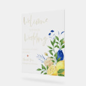 Chic Elegant Zomer Lemon Bloemen Huwelijk Welkom Acryl Bord (Hoek)