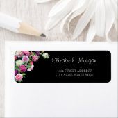 Chic Elegant, Zwart, Bloemen Adreslabel Etiket (Insitu)