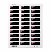 Chic Elegant, Zwart, Bloemen Adreslabel Etiket (Full Sheet)