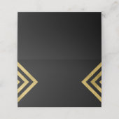 Chic Elegant Zwart en Faux Goud Geometrisch Plaatskaartje (Buitenkant ongevouwen)