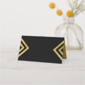Chic Elegant Zwart en Faux Goud Geometrisch Plaatskaartje (Voorkant)