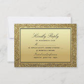 Chic Elegant Zwart en Goud Trouwen RSVP Kaartje (Voorkant)