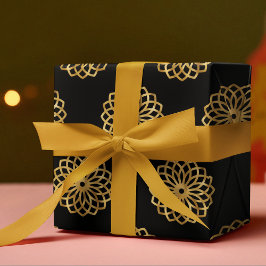 Chic Elegant Zwart & Goud Mandala Cadeaupapier