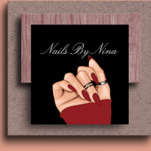 Chic Elegant Zwart & Rode Nail Salon Manicurist