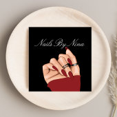 Chic Elegant Zwart & Rode Nail Salon Manicurist Vierkante Visitekaartje