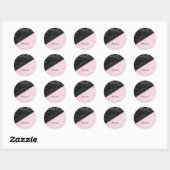 Chic Elegant zwart roze marmer personaliseren Ronde Sticker (Vel)