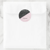 Chic Elegant zwart roze marmer personaliseren Ronde Sticker (Tas)