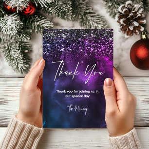 Chic elegante blauw paarse marmeren kunst dank u kaart