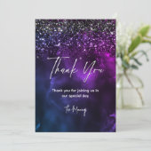 Chic elegante blauw paarse marmeren kunst dank u kaart (Staand voorkant)