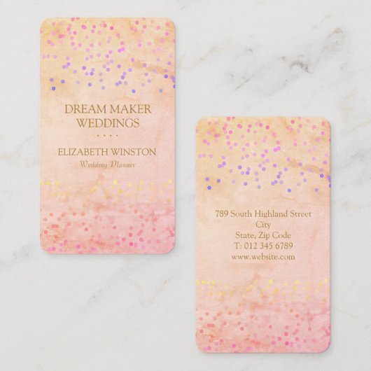 Chic Elegante Confetti Zakelijk Visitekaartje (Voorkant / Achterkant)