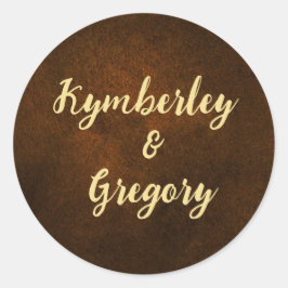 Chic Elegante Donkerbruin Getextureerd Gouden Acce Ronde Sticker