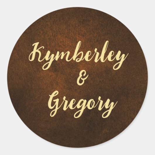 Chic Elegante Donkerbruin Getextureerd Gouden Acce Ronde Sticker (Voorkant)