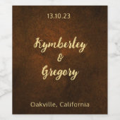 Chic Elegante Donkerbruin met Gouden Accenten Bewa Wijn Etiket (Enkel label)