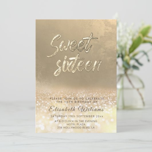 Chic elegante glamour goud glinsterend ombre sweet kaart (Staand voorkant)