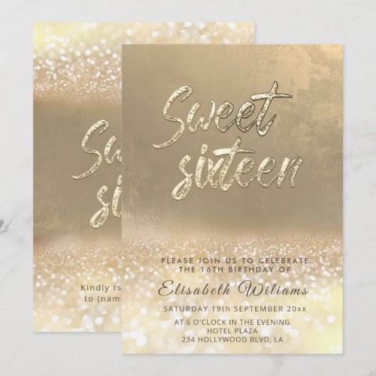 Chic elegante glamour goud glinsterend ombre sweet kaart (Voorkant / Achterkant)