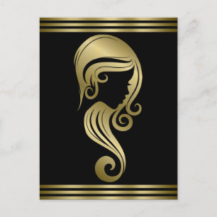 Chic Elegante Gouden Schoonheid Girl Haar- & Make- Briefkaart