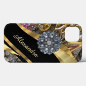 Chic elegante gouden strass bling gepersonaliseerd Case-Mate iPhone case (Achterkant (horizontaal))