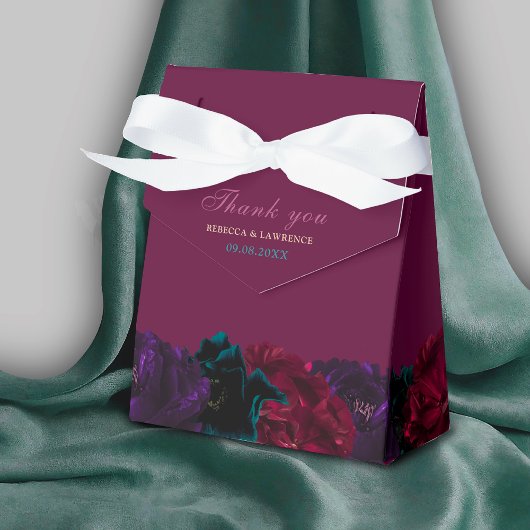 Chic elegante juweeltinten bloemen Bourgondische b Bedankdoosjes