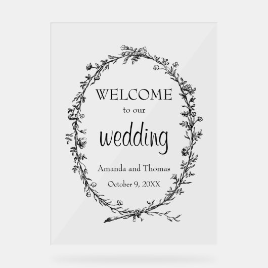 Chic elegante moderne bruiloft welkom teken acryl bord (Voorkant)