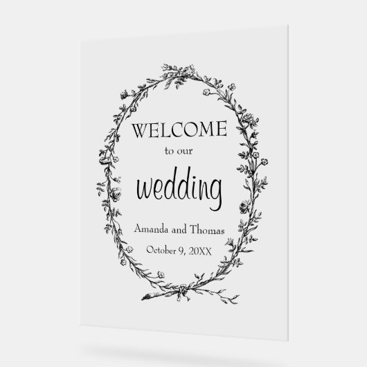 Chic elegante moderne bruiloft welkom teken acryl bord (Hoek)