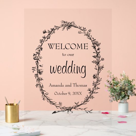 Chic elegante moderne bruiloft welkom teken acryl bord (Huwelijk)