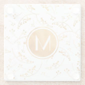 Chic elegante monogram gouden bessen patroon glazen onderzetter (Achterkant)