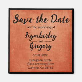 Chic Elegante Oranje Zwart Save the Date Magneet