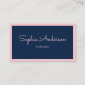 Chic Elegante Roze & Marineblauw met QR-code Visitekaartje (Voorkant)
