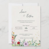 Chic Elegante Waterverf Wildflowers Bloemenbruilof Kaart (Voorkant)