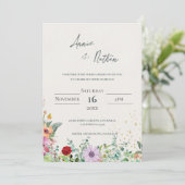 Chic Elegante Waterverf Wildflowers Bloemenbruilof Kaart (Staand voorkant)