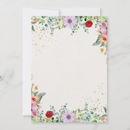 Chic Elegante Waterverf Wildflowers Bloemenbruilof Kaart (Achterkant)