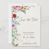 Chic Elegante Waterverf Wildflowers Bloemenbruilof Save The Date (Voorkant)