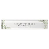 Chic Elegante Zachte Lente Bladeren Naambordje (Voorkant)