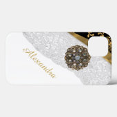 Chic elegante zwart en goud bling witte kant Case-Mate iPhone case (Achterkant (horizontaal))