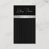 Chic elegante zwart/wit discrete strepen Qr-code Visitekaartje (Voorkant)