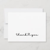 Chic Elegante Zwarte Witte Script Hart Bedankkaart (Voorkant)