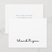 Chic Elegante Zwarte Witte Script Hart Bedankkaart (Voorkant / Achterkant)