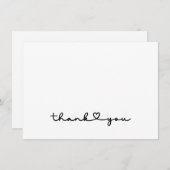 Chic Elegante Zwarte Witte Script Hart Bedankkaart (Voorkant / Achterkant)