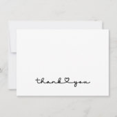 Chic Elegante Zwarte Witte Script Hart Bedankkaart (Voorkant)