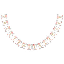 Chic Elephant 1st Birthday One Pink Floral Bunting Vlaggetjes