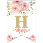 Chic Elephant 1st Birthday One Pink Floral Bunting Vlaggetjes (Tweede vlag)