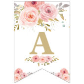 Chic Elephant 1st Birthday One Pink Floral Bunting Vlaggetjes (Derde vlag)