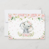 Chic Elephant Blush Pink Floral 1st Birthday Foto Bedankkaart (Achterkant)