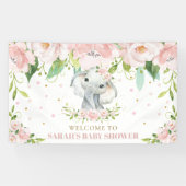 Chic Elephant Blush Pink Floral Backdrop Welkom Spandoek (Horizontaal)