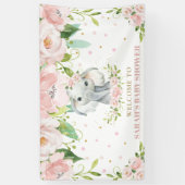 Chic Elephant Blush Pink Floral Backdrop Welkom Spandoek (Verticaal)